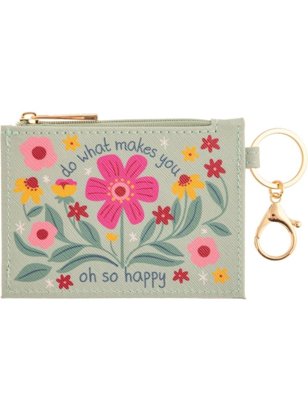Slim Leather Zip ID Wallet & Coin Purse with Keychain - Small Card Holder for
